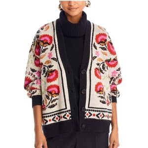 FARM Rio Floral Knit Cardigan Sweater